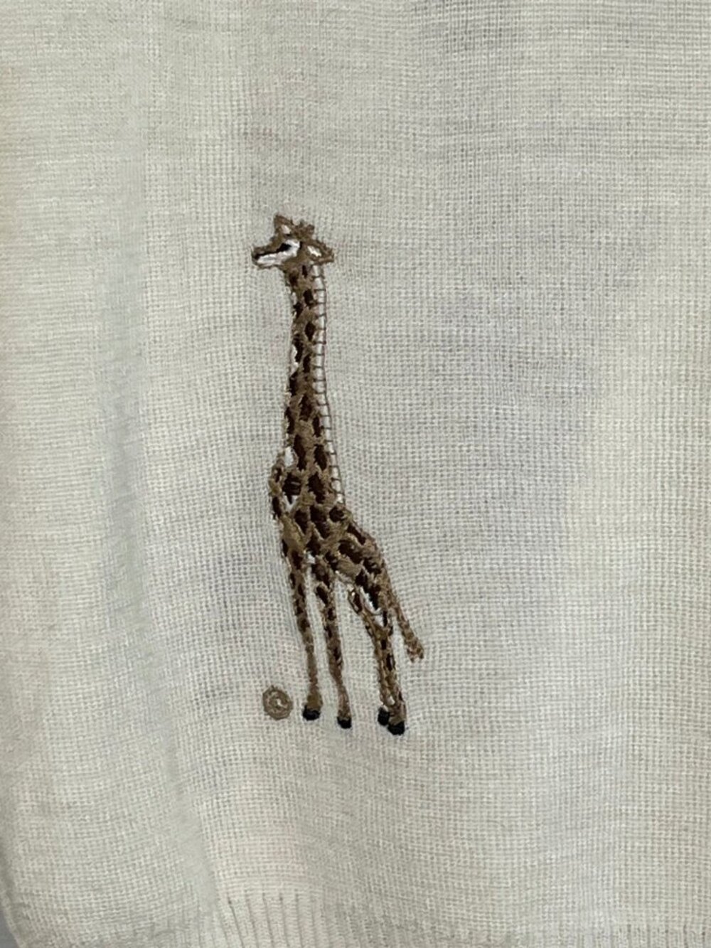 Vintage Giraffe Knit Sweater Cream M Retro Mod Safari 60s Classic Artsy Festival - Picture 7 of 9